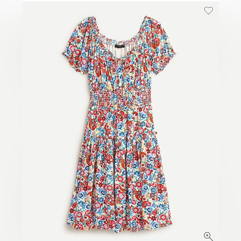 NWT J.Crew Farmers Market  Smocked Waist Puff Shoulders Dress Sz 8